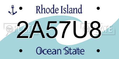 2A57U8 Rhode Island License Plate