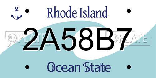 2A58B7 Rhode Island License Plate