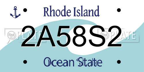 2A58S2 Rhode Island License Plate