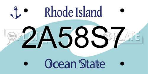 2A58S7 Rhode Island License Plate