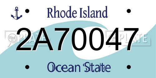 2A70047 Rhode Island License Plate
