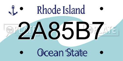 2A85B7 Rhode Island License Plate