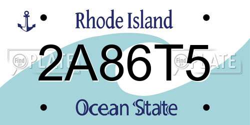 2A86T5 Rhode Island License Plate