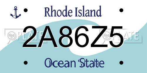 2A86Z5 Rhode Island License Plate