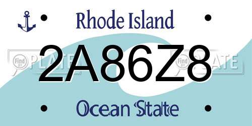 2A86Z8 Rhode Island License Plate
