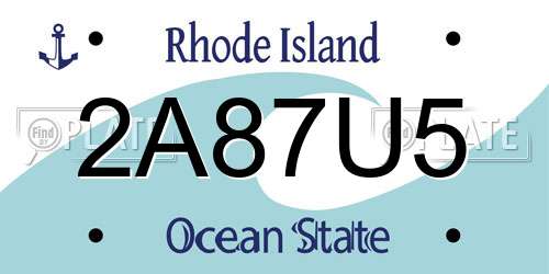 2A87U5 Rhode Island License Plate
