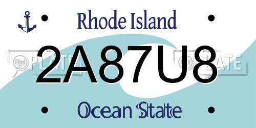 2A87U8 Rhode Island License Plate