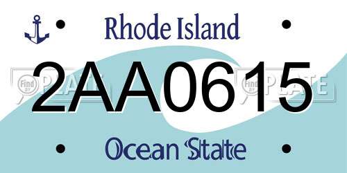 2AA0615 Rhode Island License Plate