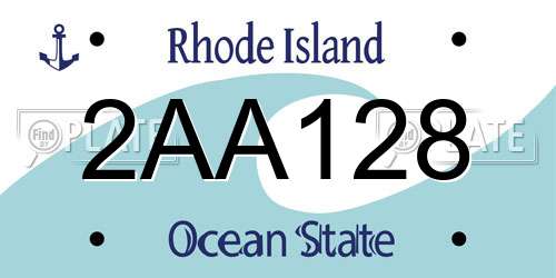 2AA128 Rhode Island License Plate