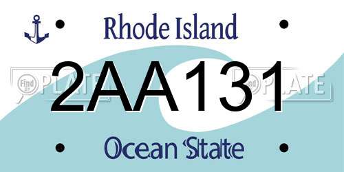 2AA131 Rhode Island License Plate