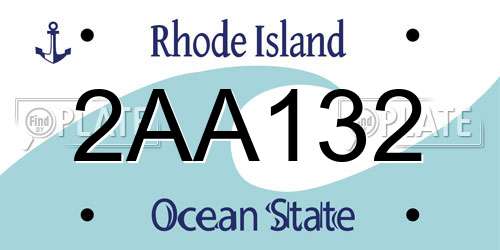 2AA132 Rhode Island License Plate