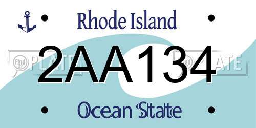 2AA134 Rhode Island License Plate