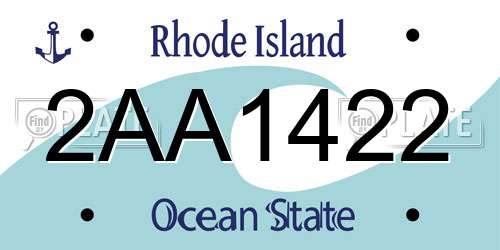 2AA1422 Rhode Island License Plate