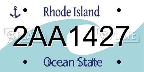 2AA1427 Rhode Island License Plate