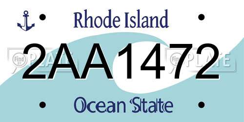 2AA1472 Rhode Island License Plate