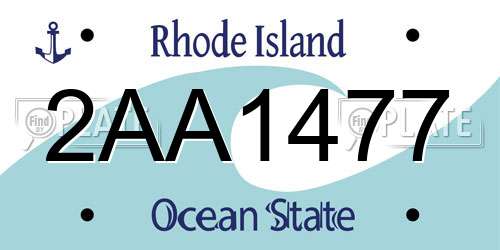 2AA1477 Rhode Island License Plate