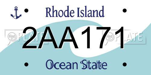 2AA171 Rhode Island License Plate