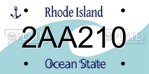 2AA210 Rhode Island License Plate