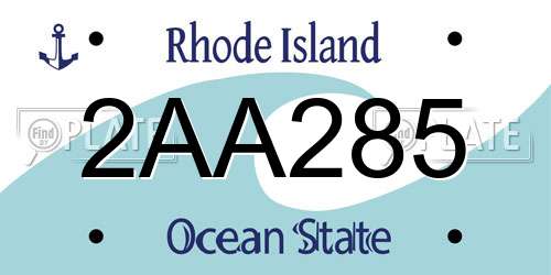 2AA285 Rhode Island License Plate