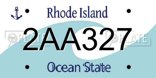 2AA327 Rhode Island License Plate