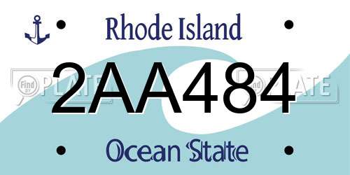 2AA484 Rhode Island License Plate
