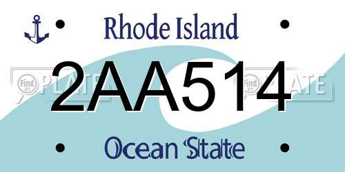 2AA514 Rhode Island License Plate