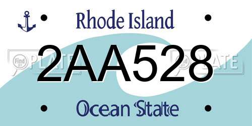 2AA528 Rhode Island License Plate