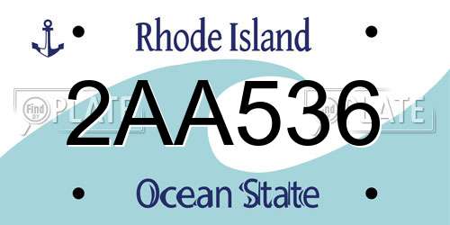 2AA536 Rhode Island License Plate