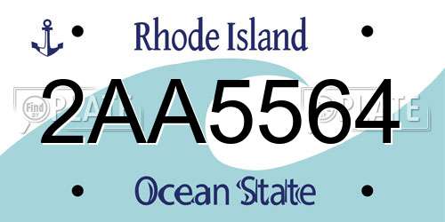 2AA5564 Rhode Island License Plate