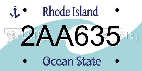 2AA635 Rhode Island License Plate