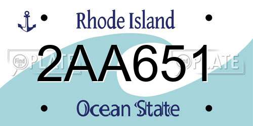 2AA651 Rhode Island License Plate