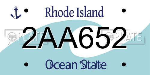 2AA652 Rhode Island License Plate