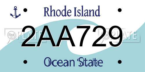 2AA729 Rhode Island License Plate