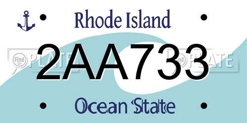 2AA733 Rhode Island License Plate