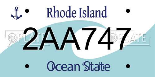 2AA747 Rhode Island License Plate