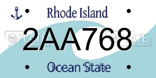 2AA768 Rhode Island License Plate