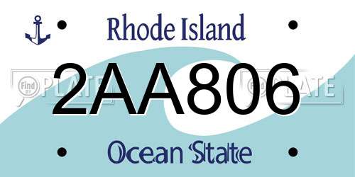2AA806 Rhode Island License Plate