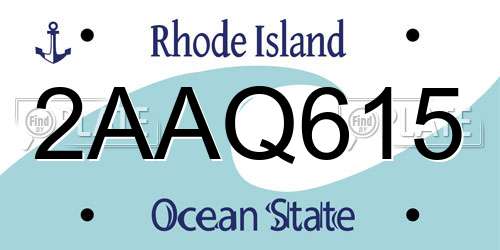2AAQ615 Rhode Island License Plate