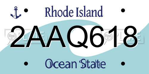 2AAQ618 Rhode Island License Plate