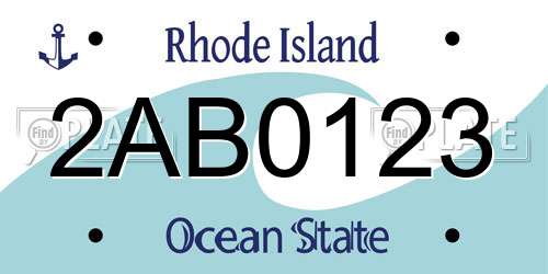 2AB0123 Rhode Island License Plate