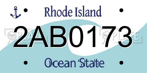 2AB0173 Rhode Island License Plate