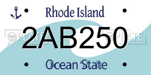 2AB250 Rhode Island License Plate