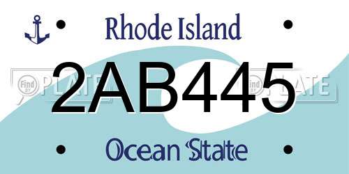 2AB445 Rhode Island License Plate