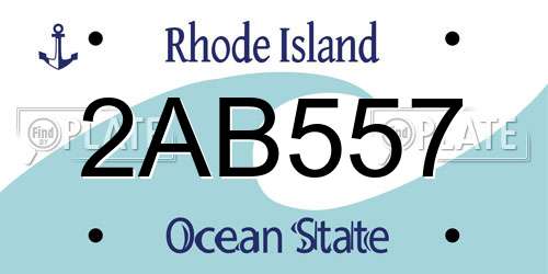 2AB557 Rhode Island License Plate