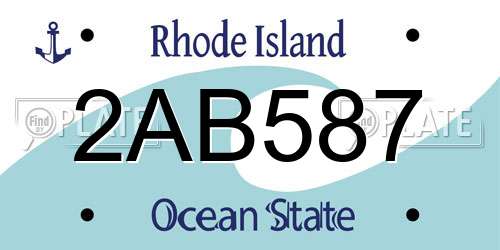 2AB587 Rhode Island License Plate