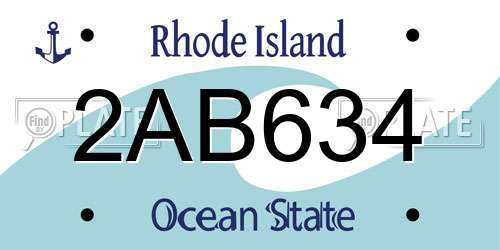 2AB634 Rhode Island License Plate