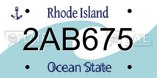 2AB675 Rhode Island License Plate