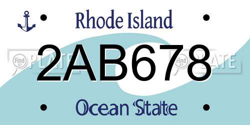 2AB678 Rhode Island License Plate