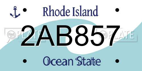 2AB857 Rhode Island License Plate