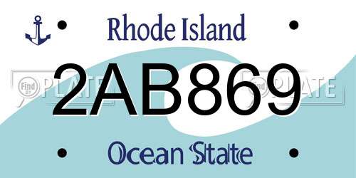 2AB869 Rhode Island License Plate